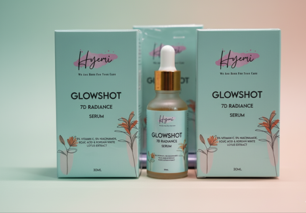 Hyemi Glowshot 7D radiance Serum + Zinc Bloom Shield hybrid Sunscreen Combo
