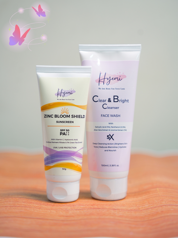 Hyemi Zinc Bloom Shield PA++++ Hybrid Sunscreen + Hyemi Clear & Bright Facewash