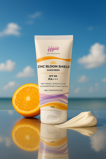 Hyemi Zinc Bloom Shield Sunscreen PA++++ with Zinc Oxide, Vitamin C, Hyaluronic Acid, Fermented Rice and Green Tea Extract
