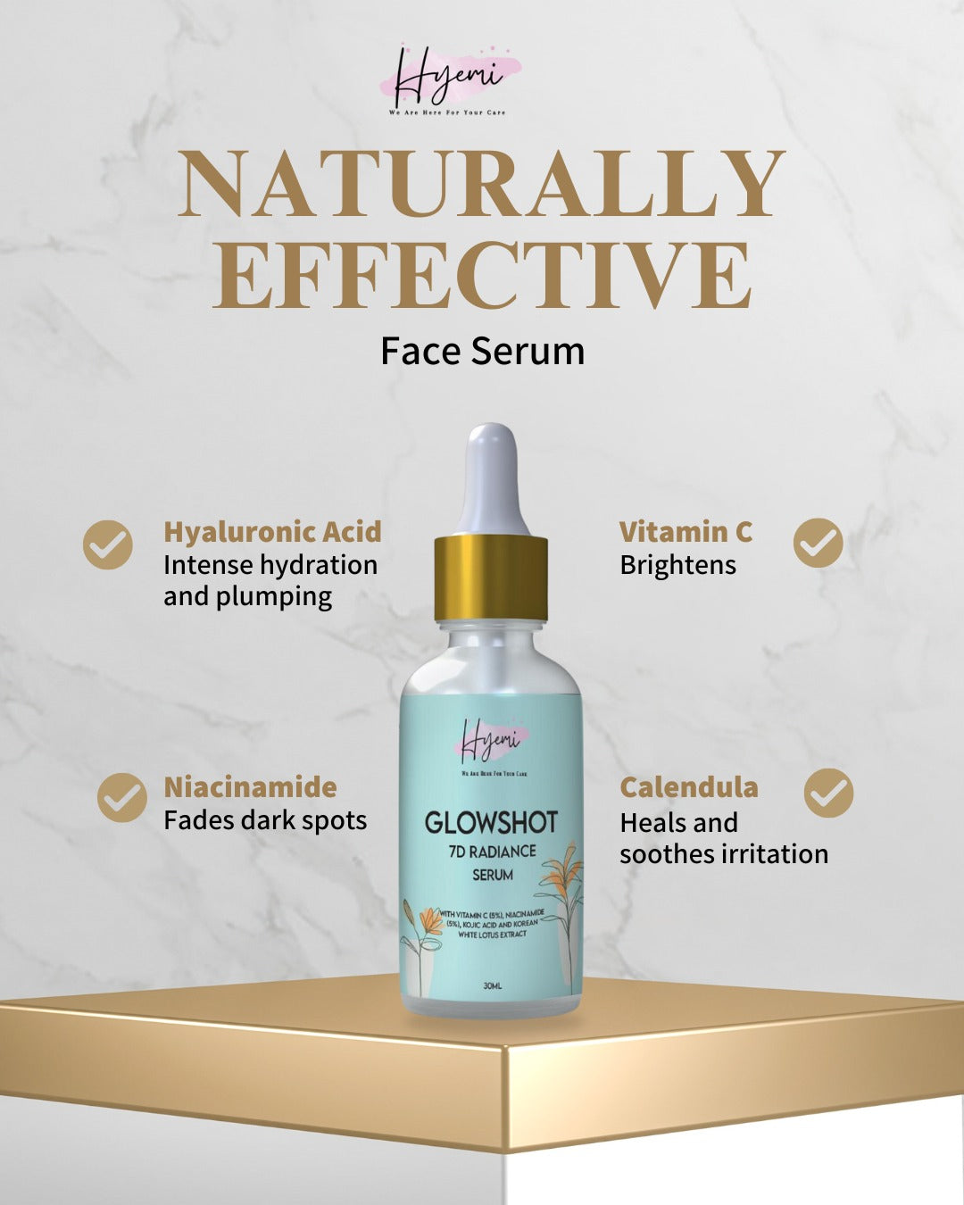 Hyemi Glowshot 7D Radiance Serum with Korean White Lotus, Niacinamide, Kojic Acid and Vitamin C