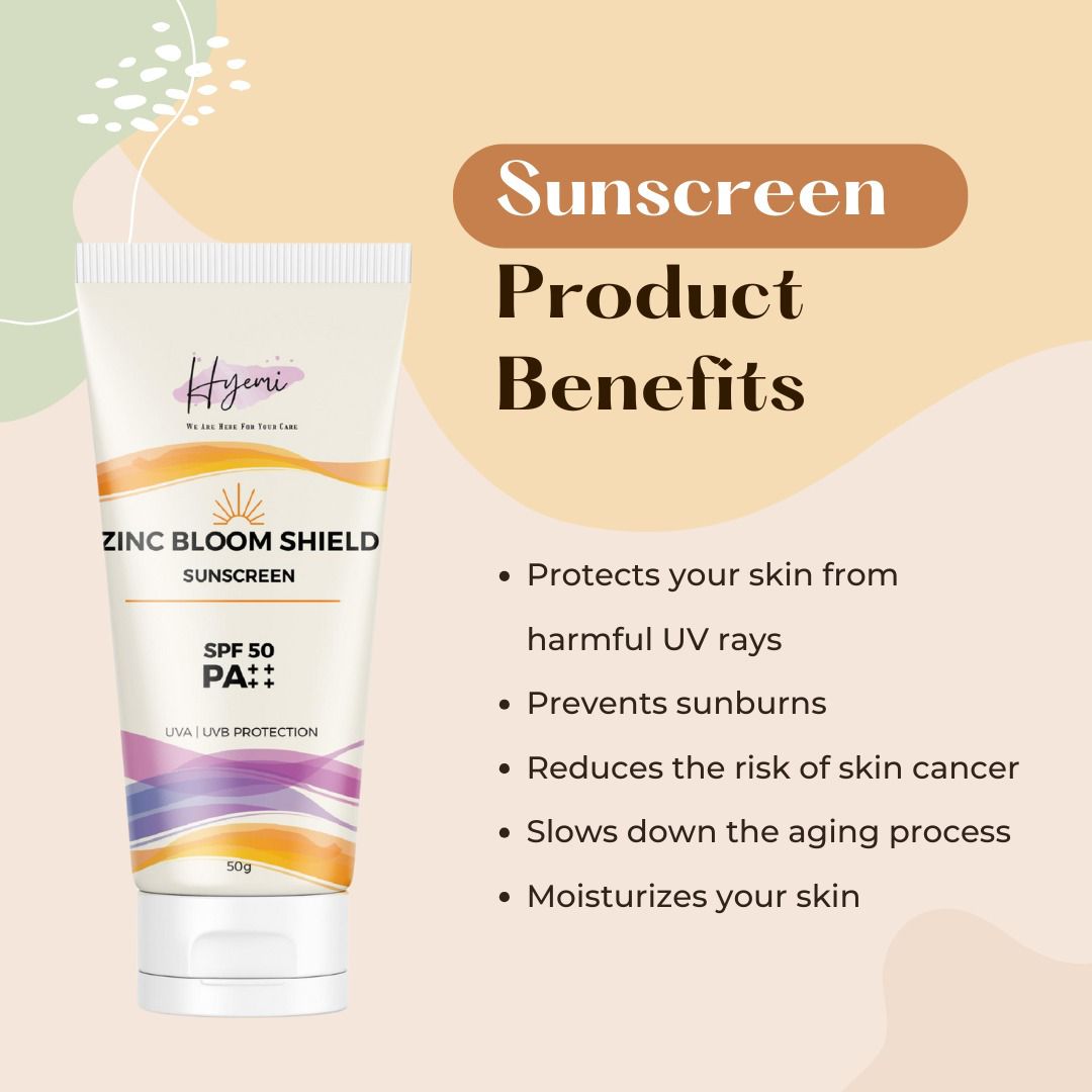 Hyemi Zinc Bloom Shield Sunscreen PA++++ with Zinc Oxide, Vitamin C, Hyaluronic Acid, Fermented Rice and Green Tea Extract