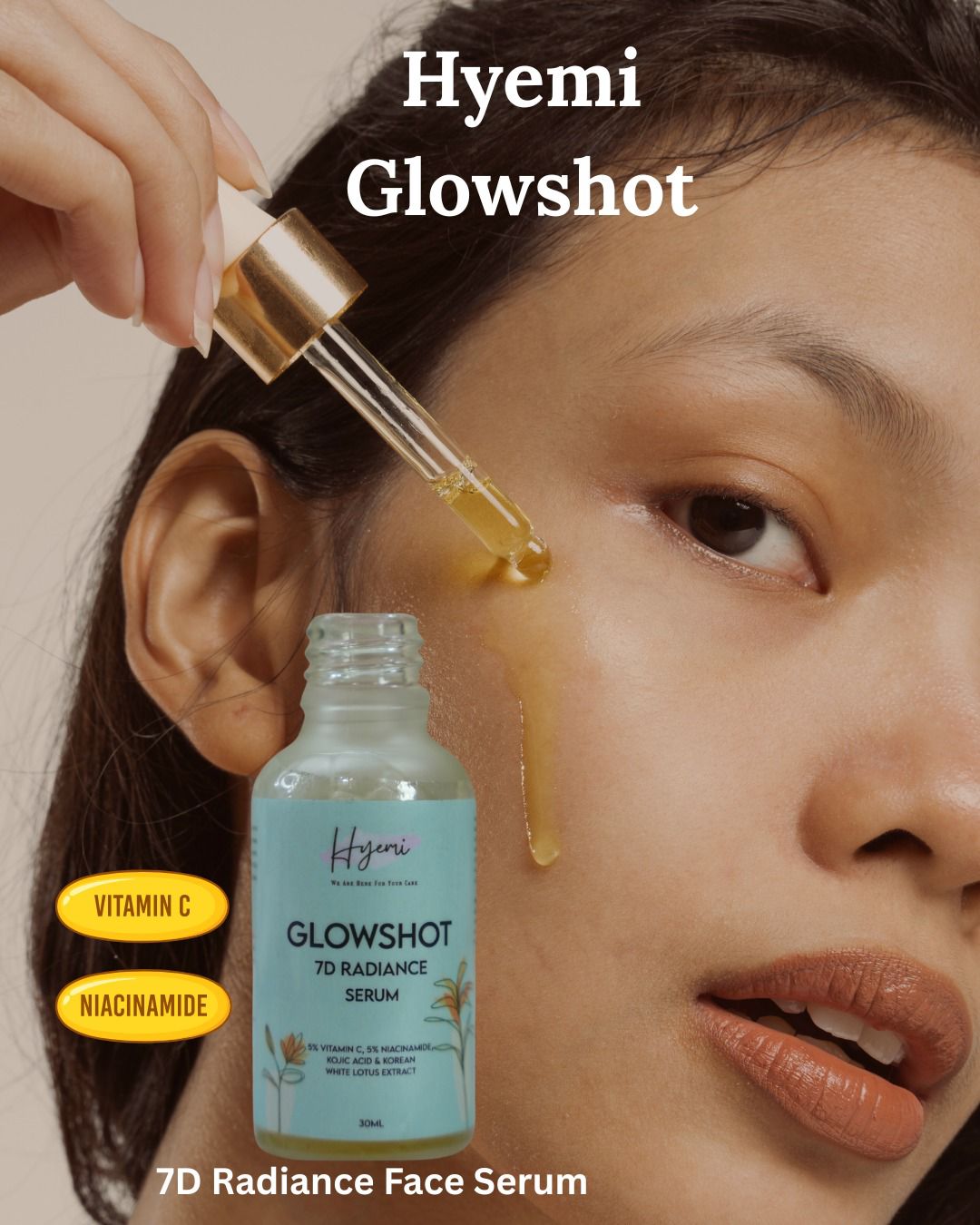 Hyemi Glowshot 7D radiance Serum + Zinc Bloom Shield hybrid Sunscreen Combo